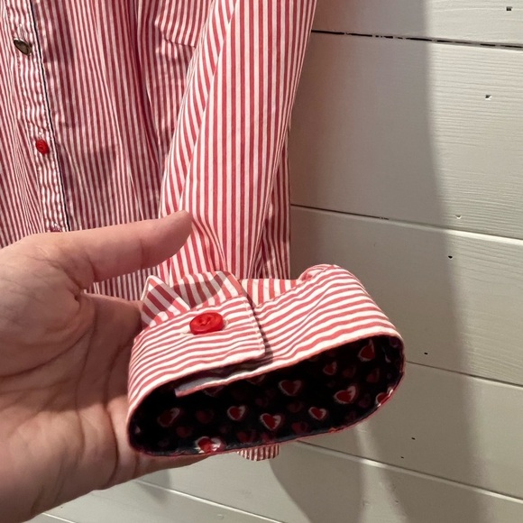 Red Striped Heart Button Shirt – Rabe size 40 - Picture 7 of 12